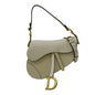 CHRISTIAN DIOR Saddle Grained Calfskin Leather Satchel Shoulder Bag Ivory Rovelle Bags