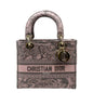 CHRISTIAN DIOR Medium Lady D-Lite Embroidered Canvas Shoulder Bag Rose Des Rovelle Bags