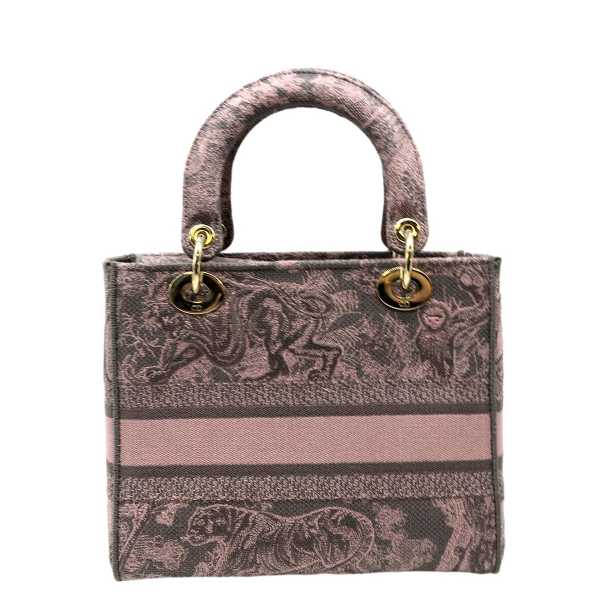 CHRISTIAN DIOR Medium Lady D-Lite Embroidered Canvas Shoulder Bag Rose Des Rovelle Bags