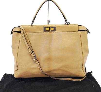 Fendi Peekaboo Leather Brown Handbag Rovelle Bags