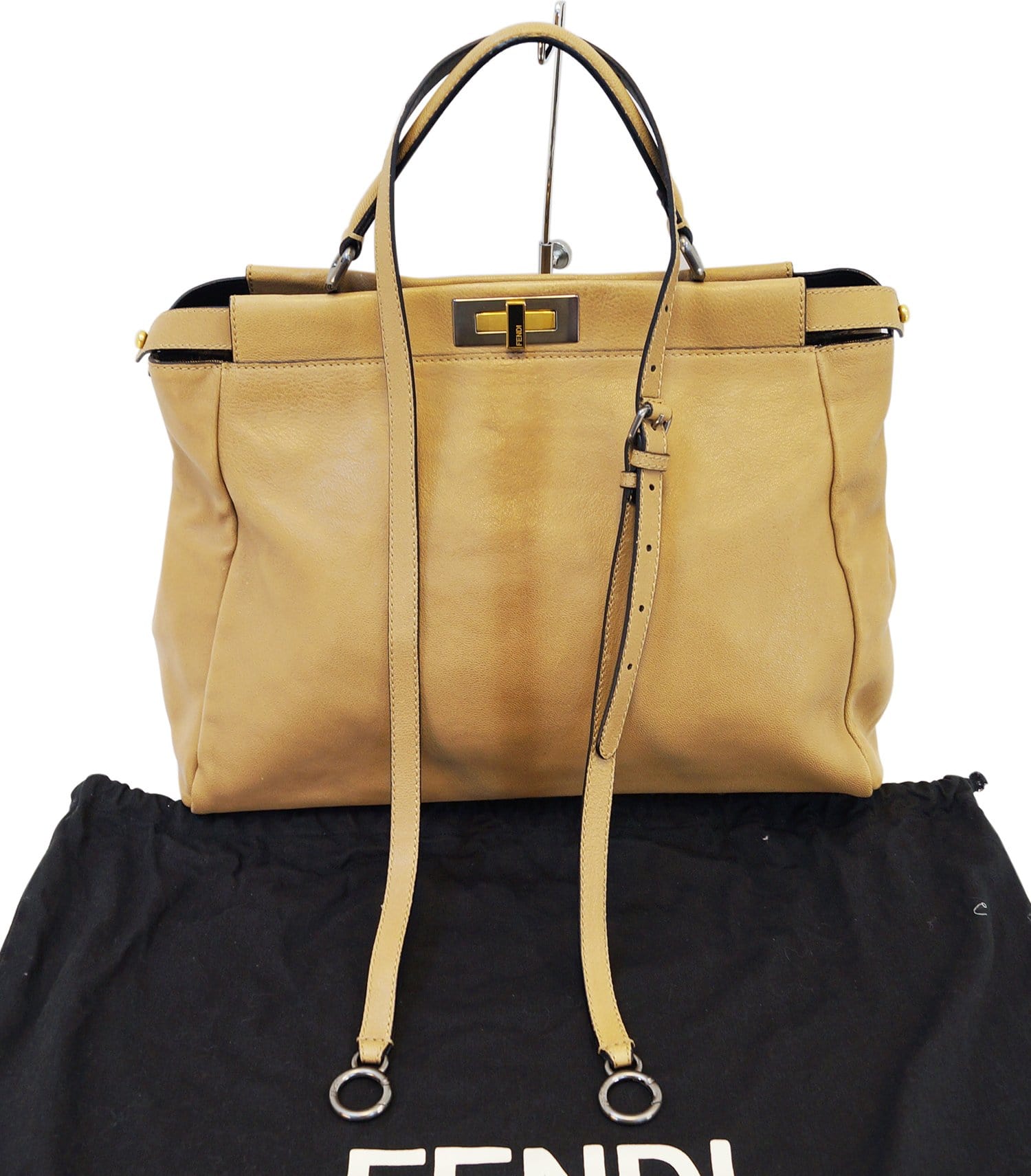 Fendi Peekaboo Leather Brown Handbag Rovelle Bags