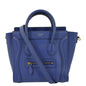 CELINE Nano Luggage Drummed Leather Tote Crossbody Bag Blue