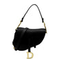 CHRISTIAN DIOR Saddle Grained Calfskin Leather Satchel Shoulder Bag Black Rovelle Bags