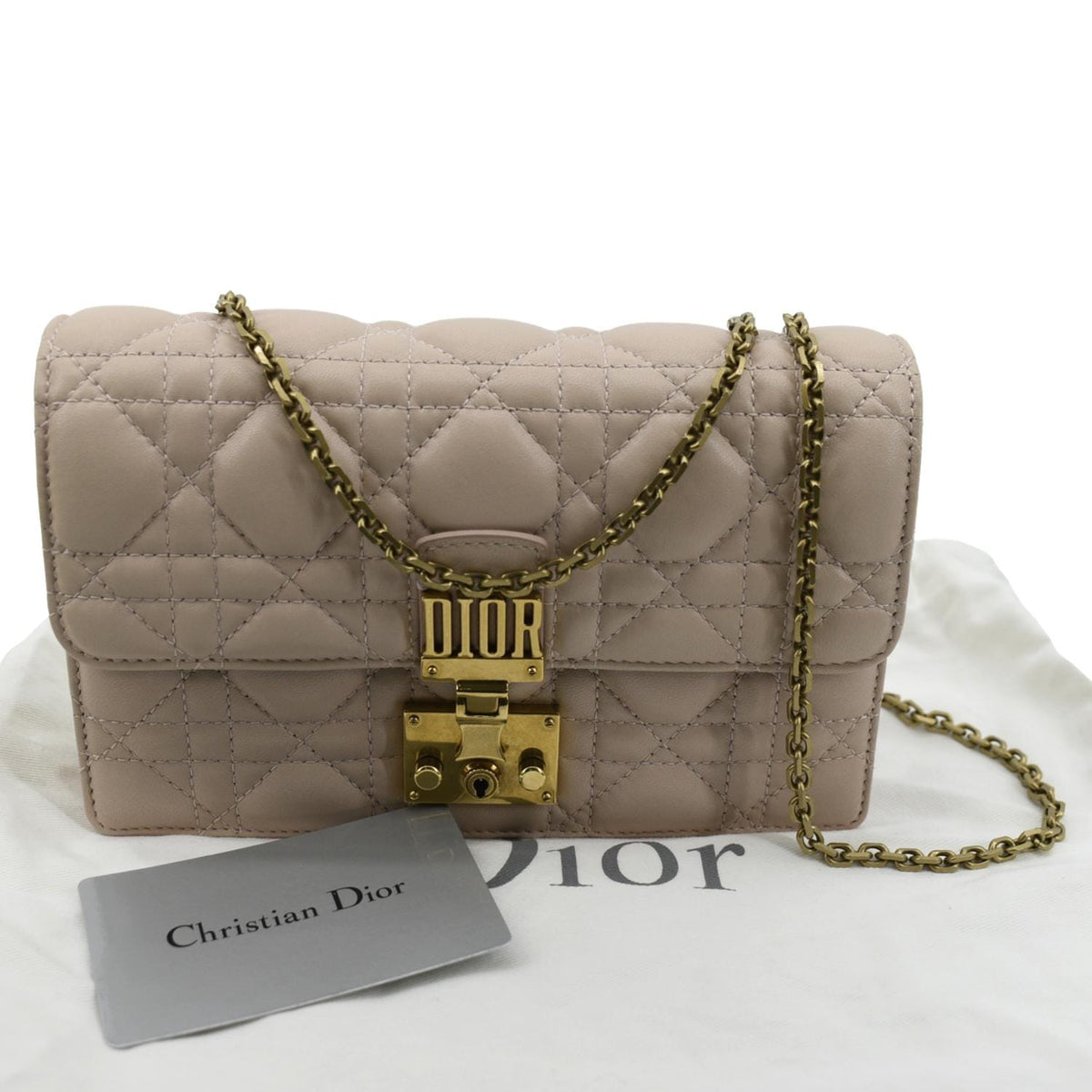 CHRISTIAN DIOR Dioraddict Quilted Lambskin Leather Crossbody Bag Dusty Pink Rovelle Bags