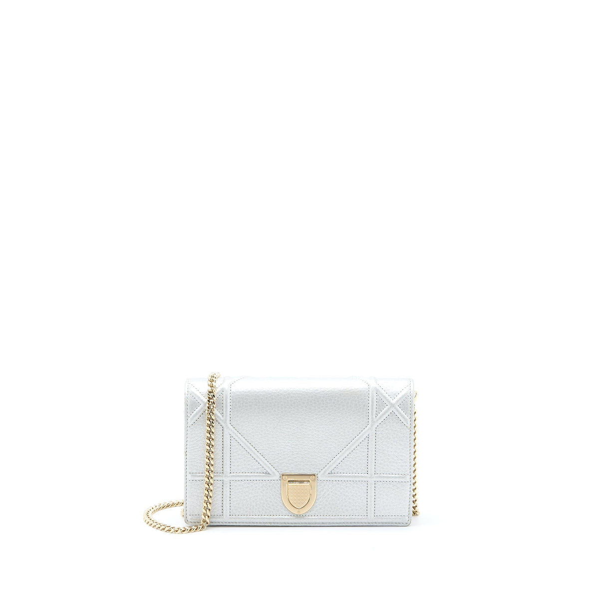 Dior Diorama Wallet on Chain Calfskin Silver Rovelle Bags