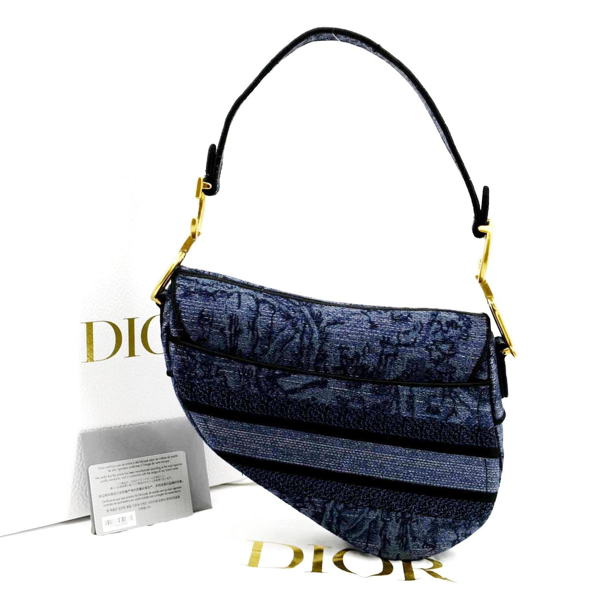 CHRISTIAN DIOR Saddle Denim Shoulder Bag Blue Rovelle Bags