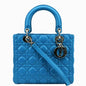 CHRISTIAN DIOR Medium Lady Dior Cannage Lambskin Leather Shoulder Bag Blue Rovelle Bags