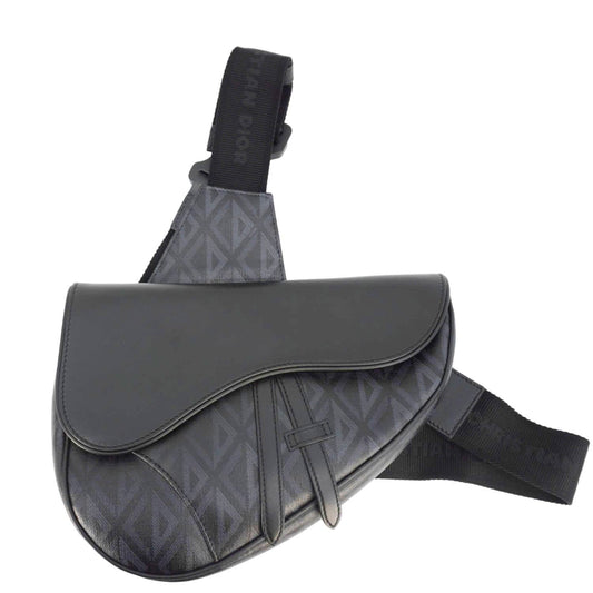 CHRISTIAN DIOR Diamond Canvas Saddle Crossbody Bag Black Rovelle Bags