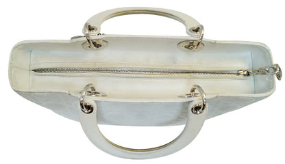 CHRISTIAN DIOR White Lambskin Leather Large Lady Dior Shoulder Bag - FINAL CALL Rovelle Bags