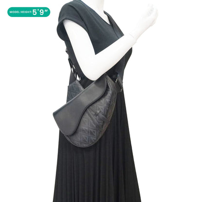 CHRISTIAN DIOR Diamond Canvas Saddle Crossbody Bag Black Rovelle Bags
