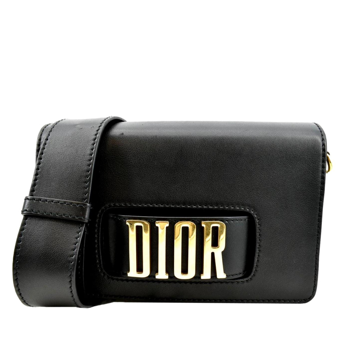 CHRISTIAN DIOR Dio(r)evolution Flap Calfskin Crossbody Bag Black Rovelle Bags
