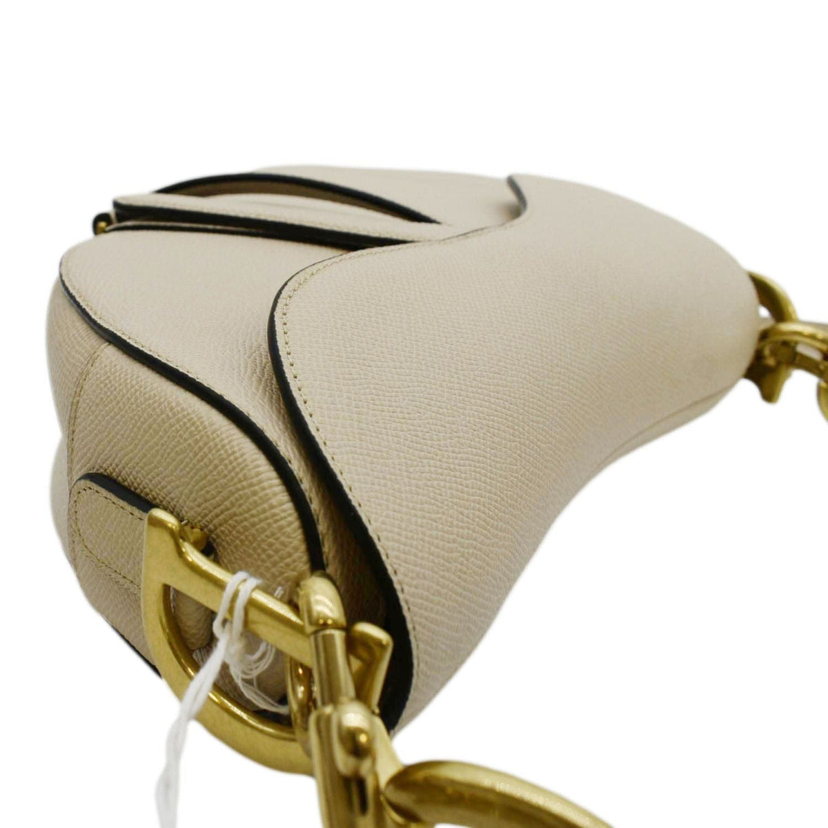 CHRISTIAN DIOR Saddle Grained Calfskin Leather Satchel Shoulder Bag Caramel Beige Rovelle Bags