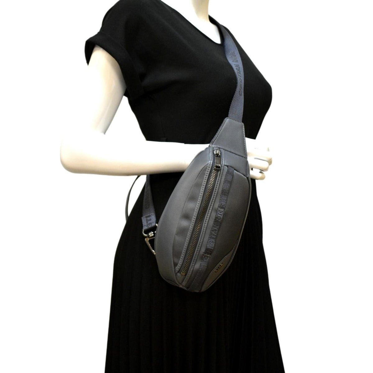 CHRISTIAN DIOR Scarab Calfskin Leather Crossbody Bag Grey Rovelle Bags