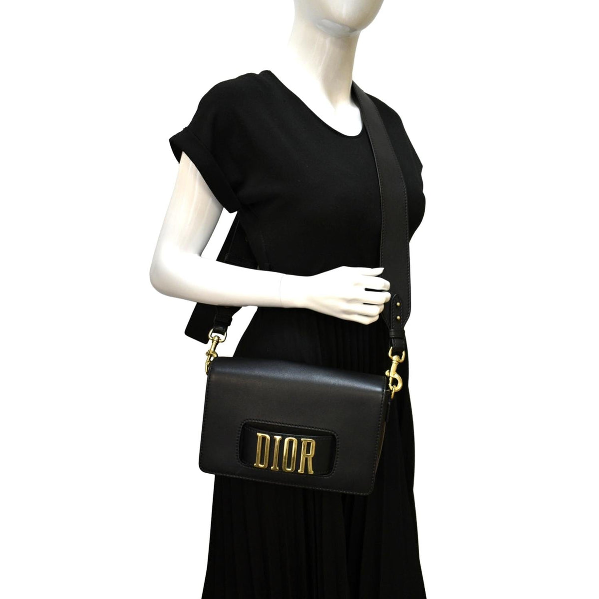 CHRISTIAN DIOR Dio(r)evolution Flap Calfskin Crossbody Bag Black Rovelle Bags