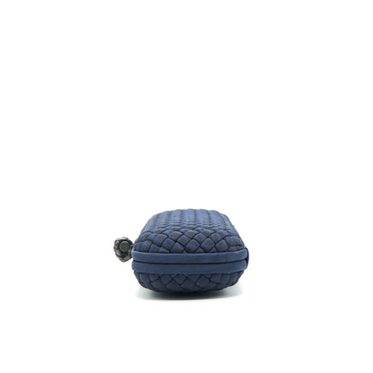 Bottega Veneta Knot Clutch in Navy with Ruthenium Hardware