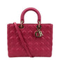 CHRISTIAN DIOR Large Lady Dior Cannage Lambskin Shoulder Bag Pink Rovelle Bags