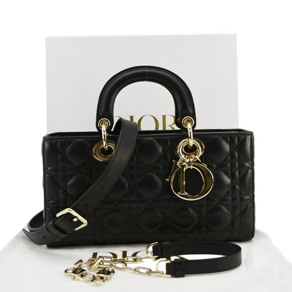 CHRISTIAN DIOR Lady D-Joy Medium Cannage Leather Shoulder Bag Black Rovelle Bags