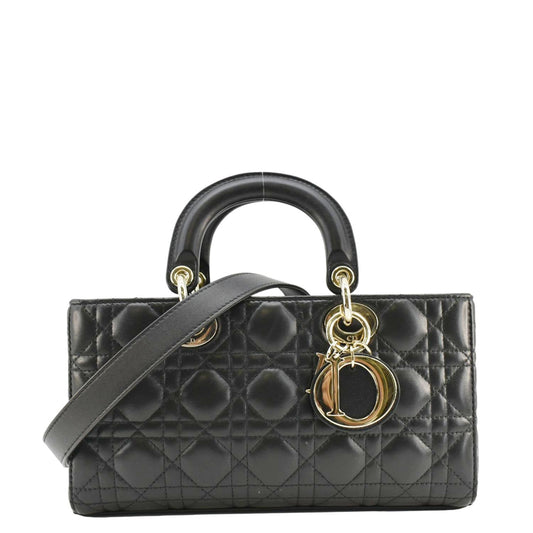 CHRISTIAN DIOR Lady D-Joy Medium Cannage Leather Shoulder Bag Black Rovelle Bags