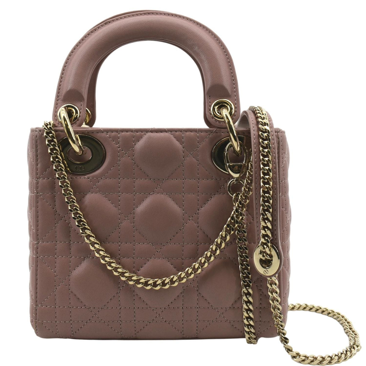 CHRISTIAN DIOR Mini Lady Dior Cannage Lambskin Leather Shoulder Bag Blush Rovelle Bags