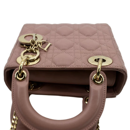 CHRISTIAN DIOR Mini Lady Dior Cannage Lambskin Leather Shoulder Bag Blush Rovelle Bags