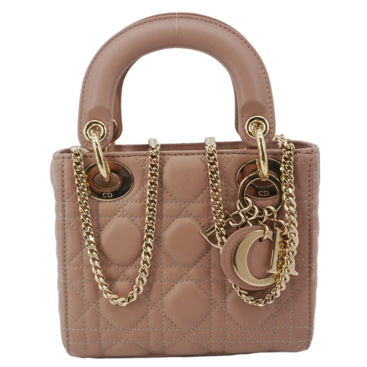 CHRISTIAN DIOR Lady Dior Mini Cannage Leather Crossbody Bag Rose Rovelle Bags