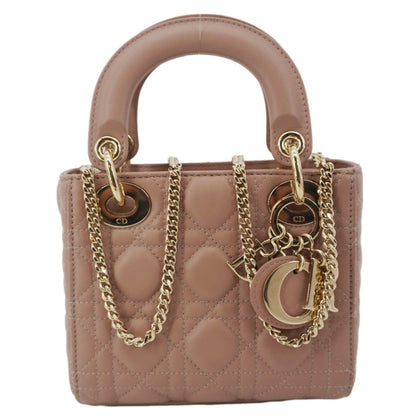 CHRISTIAN DIOR Lady Dior Mini Cannage Leather Crossbody Bag Rose Rovelle Bags