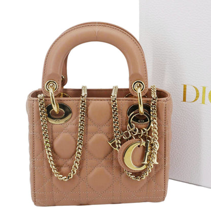CHRISTIAN DIOR Lady Dior Mini Cannage Leather Crossbody Bag Rose Rovelle Bags
