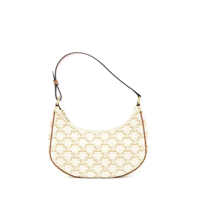 Celine Ava Purse In Triomphe Canvas And Calfskin White