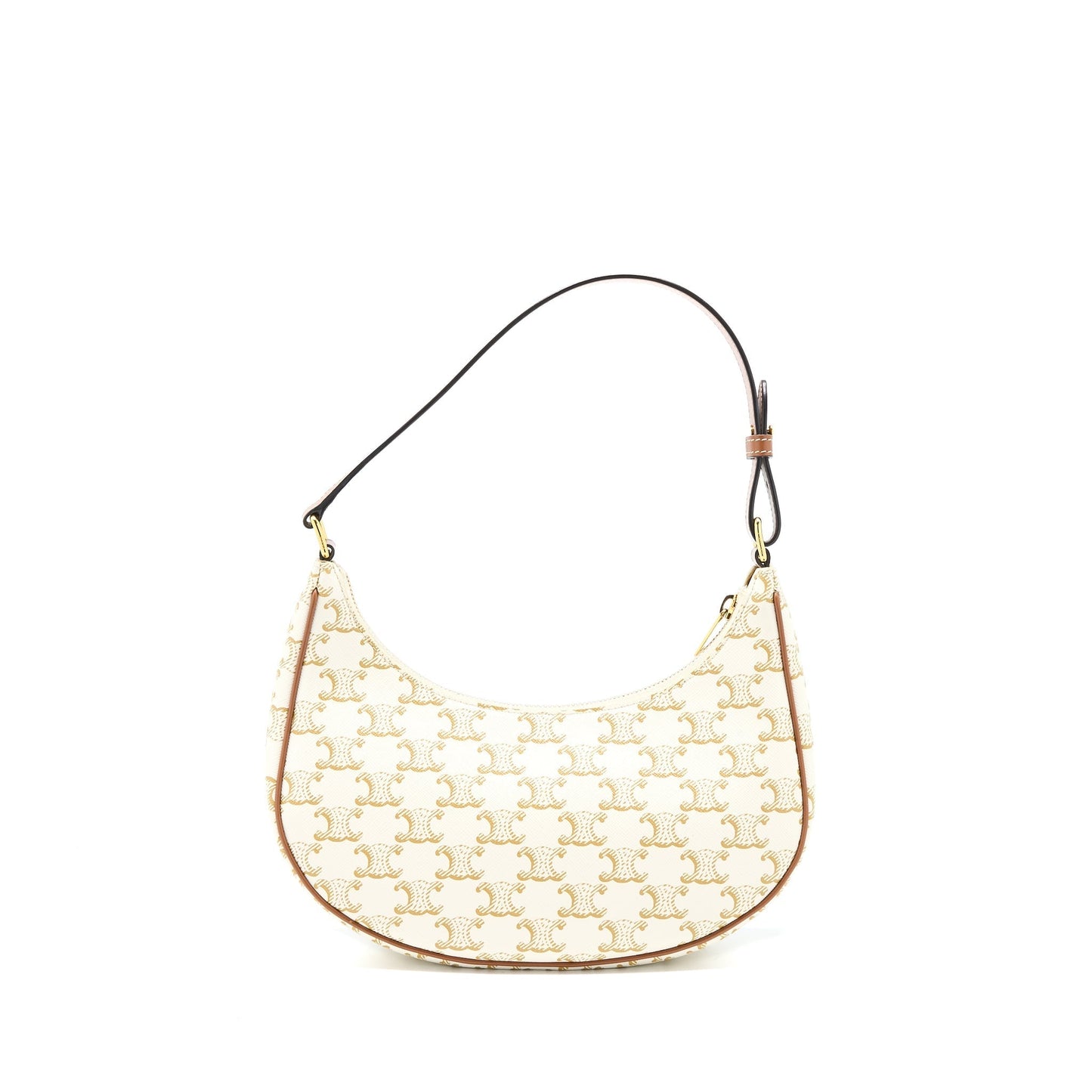 Celine Ava Purse In Triomphe Canvas And Calfskin White