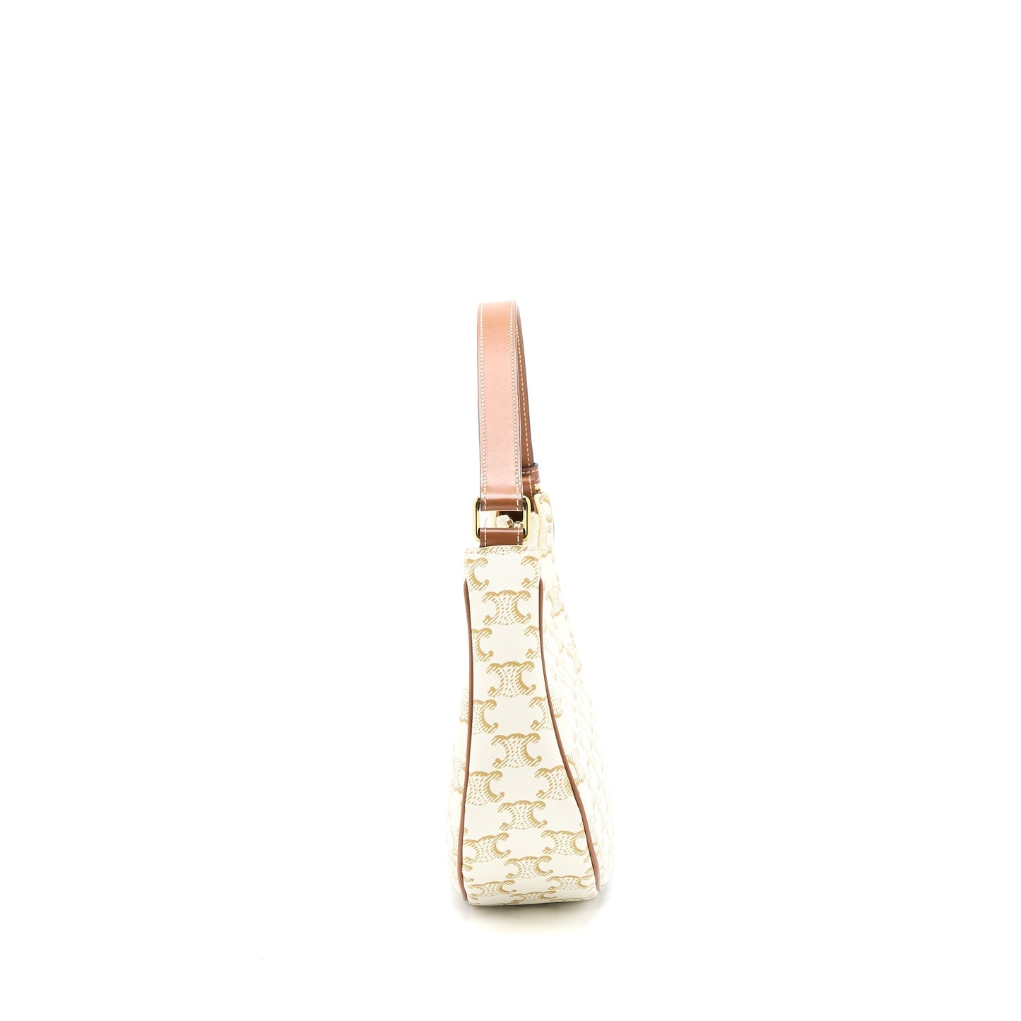 Celine Ava Purse In Triomphe Canvas And Calfskin White