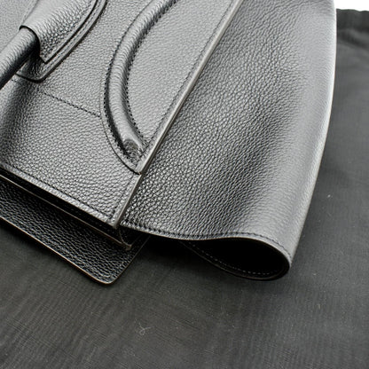 CELINE Drummed Mini Luggage Calfskin Leather Tote Bag Black
