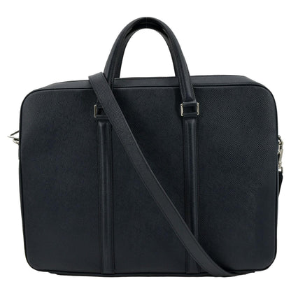 CELINE Grained Calfskin Leather Crossbody Briefcase Bag Navy Blue