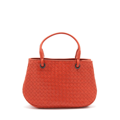 Bottega Veneta Tote Purse Orange Ruthenium Gold Hardware