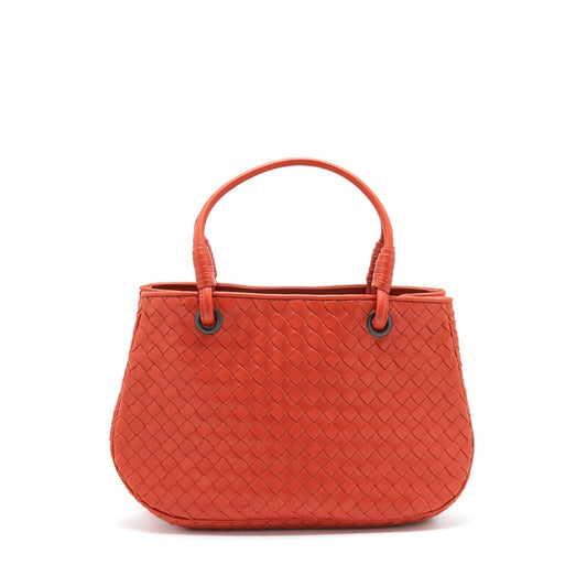 Bottega Veneta Tote Purse Orange Ruthenium Gold Hardware