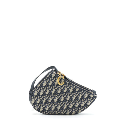 Dior Saddle Pouch Blue Oblique Canvas Rovelle Bags