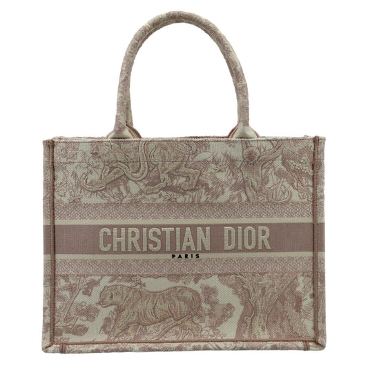 CHRISTIAN DIOR Book Toile de Jouy Motif Embroidery Canvas Tote Bag Pink Rovelle Bags
