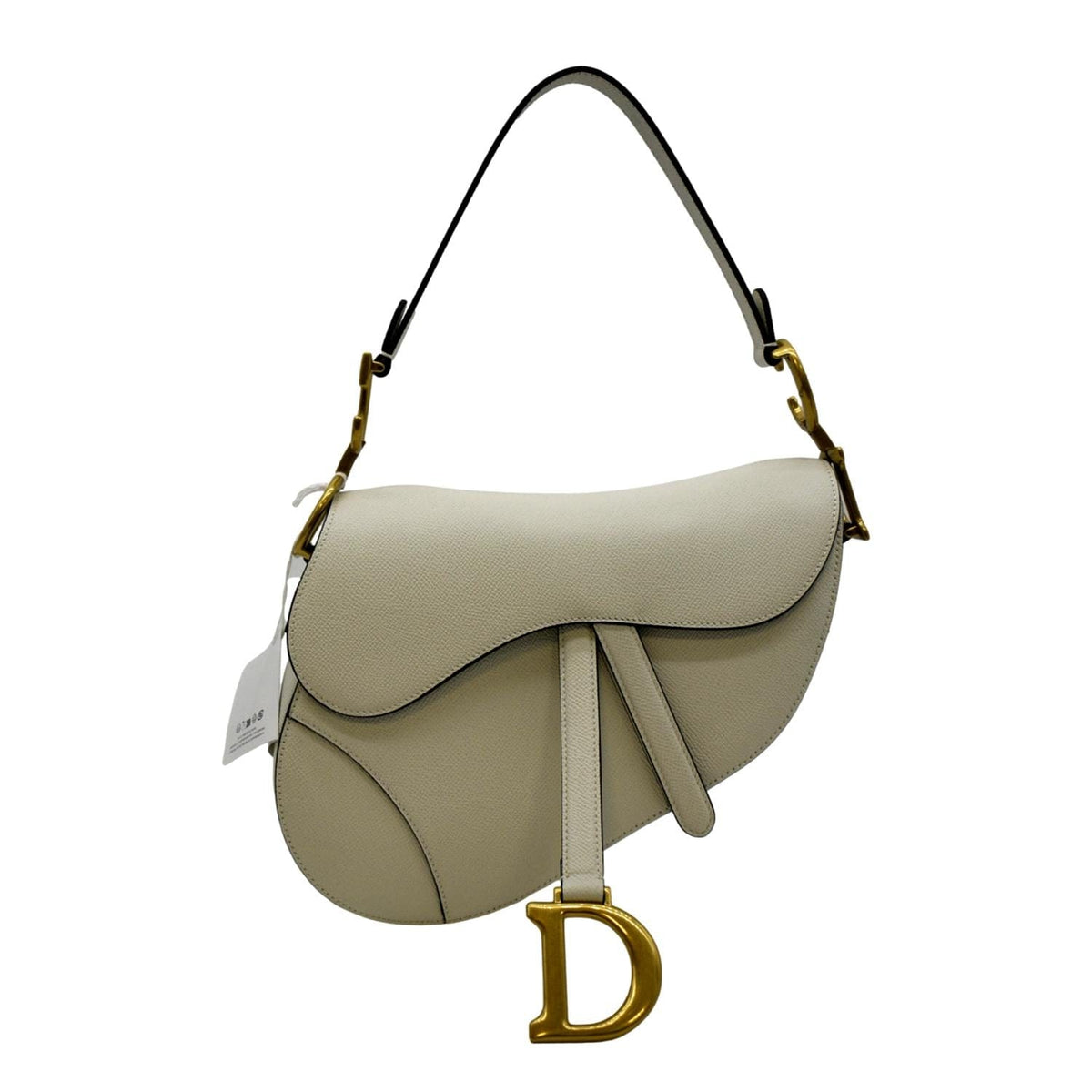 CHRISTIAN DIOR Saddle Grained Calfskin Leather Shoulder Bag Beige Rovelle Bags