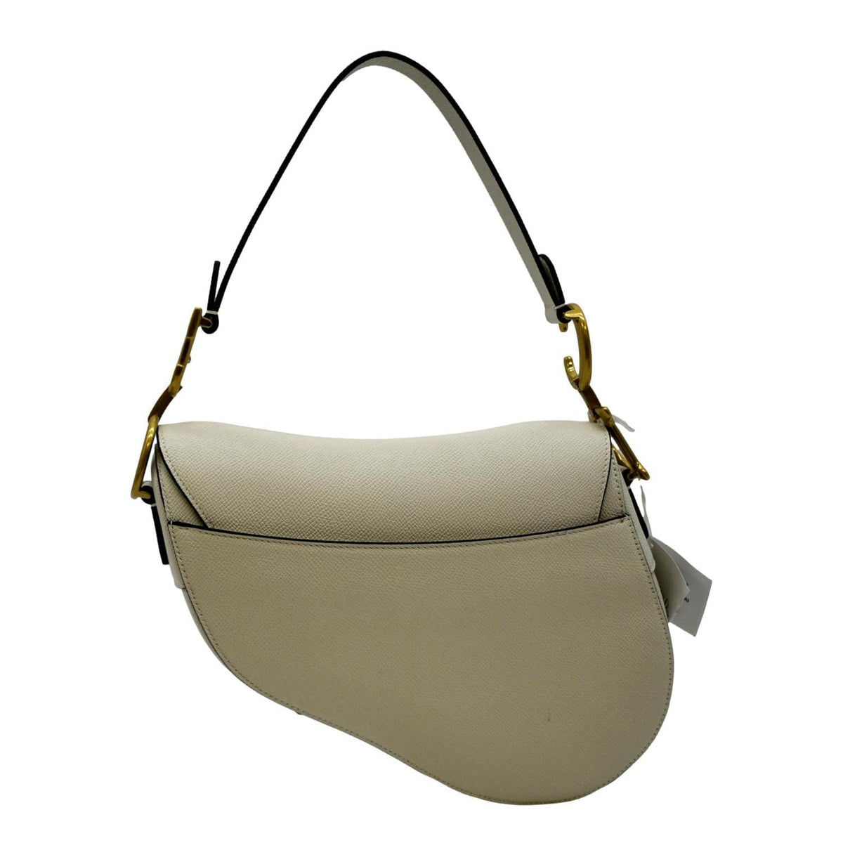 CHRISTIAN DIOR Saddle Grained Calfskin Leather Shoulder Bag Beige Rovelle Bags
