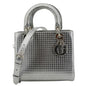 CHRISTIAN DIOR Lady Dior Medium Leather Shoulder Bag Metallic Silver Rovelle Bags