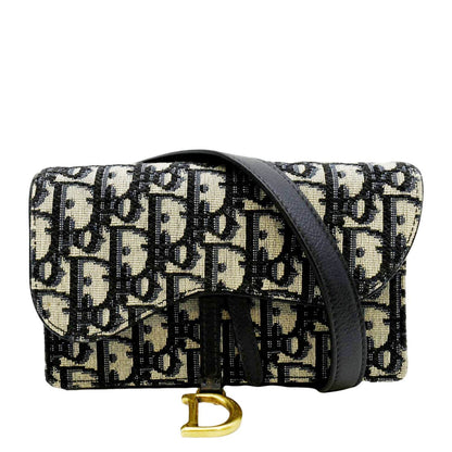 CHRISTIAN DIOR Saddle Oblique Canvas Belt Bag Navy Blue Rovelle Bags