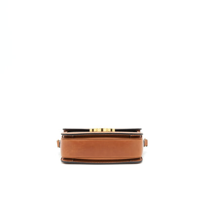 Celine Teen Triomphe Purse In Triomphe Canvas And Calfskin Tan