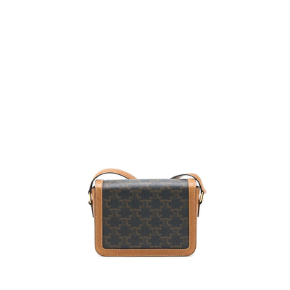 Celine Teen Triomphe Purse In Triomphe Canvas / Nature Calfskin