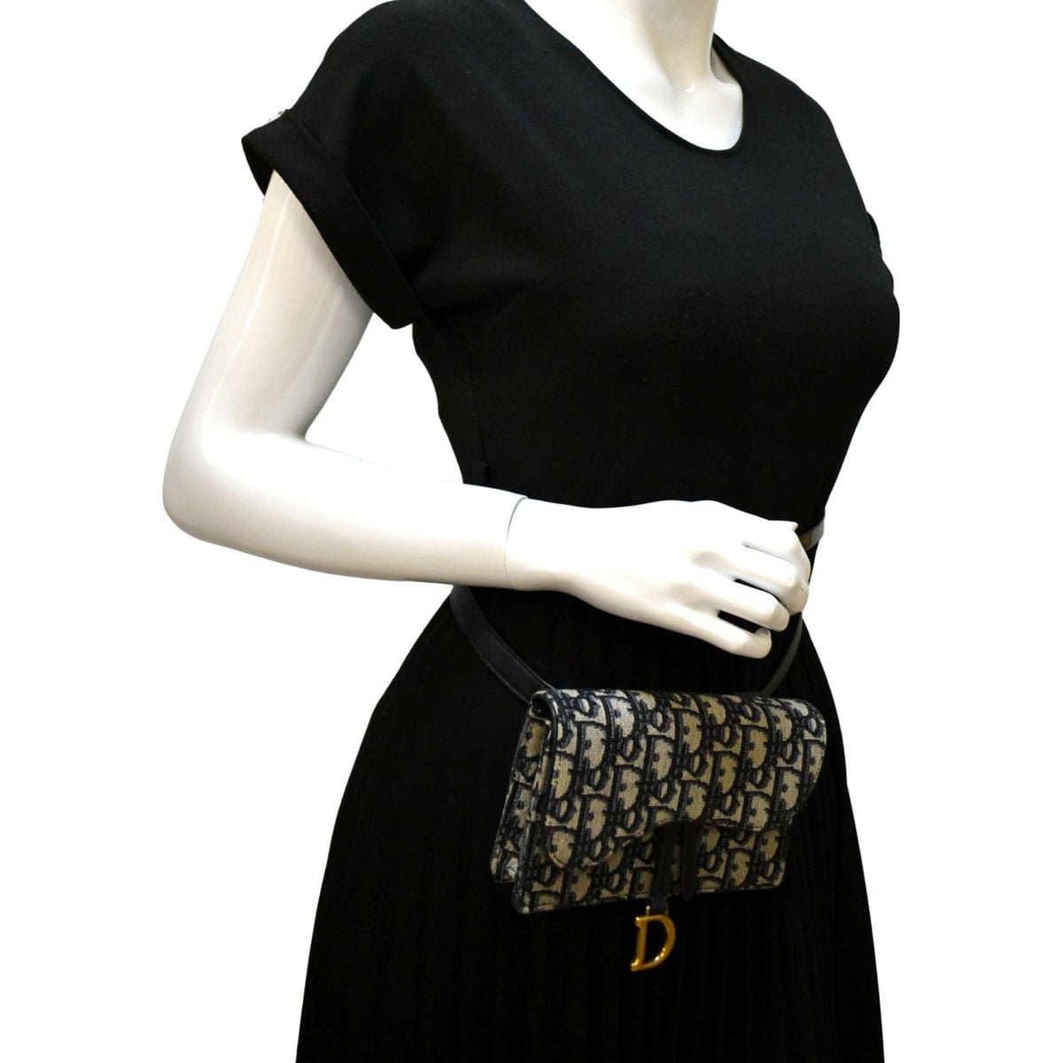 CHRISTIAN DIOR Saddle Oblique Canvas Belt Bag Navy Blue Rovelle Bags