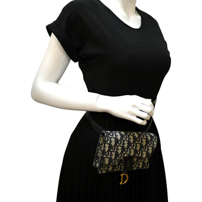 CHRISTIAN DIOR Saddle Oblique Canvas Belt Bag Navy Blue Rovelle Bags