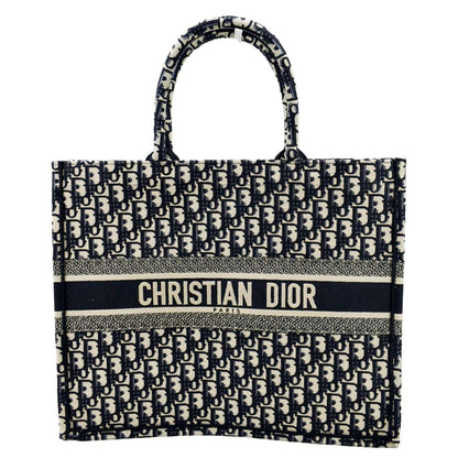CHRISTIAN DIOR Large Book Oblique Embroidered Canvas Tote Bag Multicolor Rovelle Bags