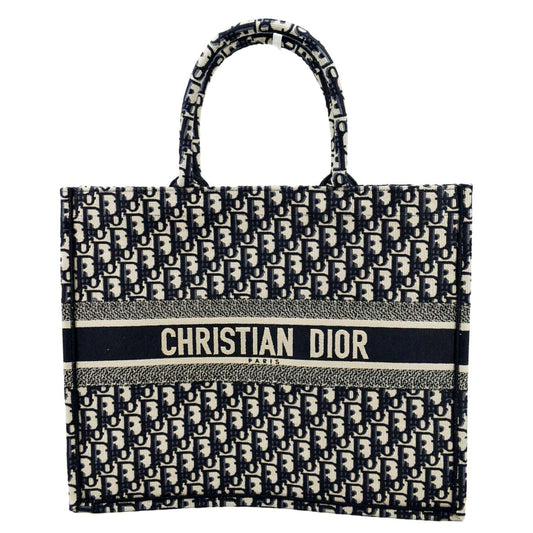 CHRISTIAN DIOR Large Book Oblique Embroidered Canvas Tote Bag Multicolor Rovelle Bags