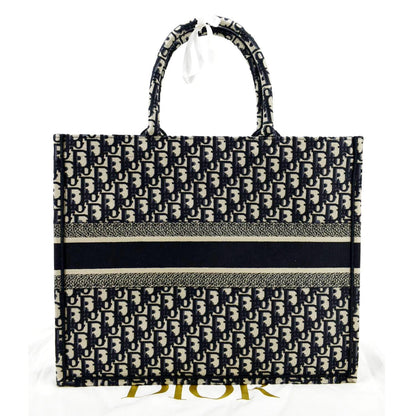 CHRISTIAN DIOR Large Book Oblique Embroidered Canvas Tote Bag Multicolor Rovelle Bags
