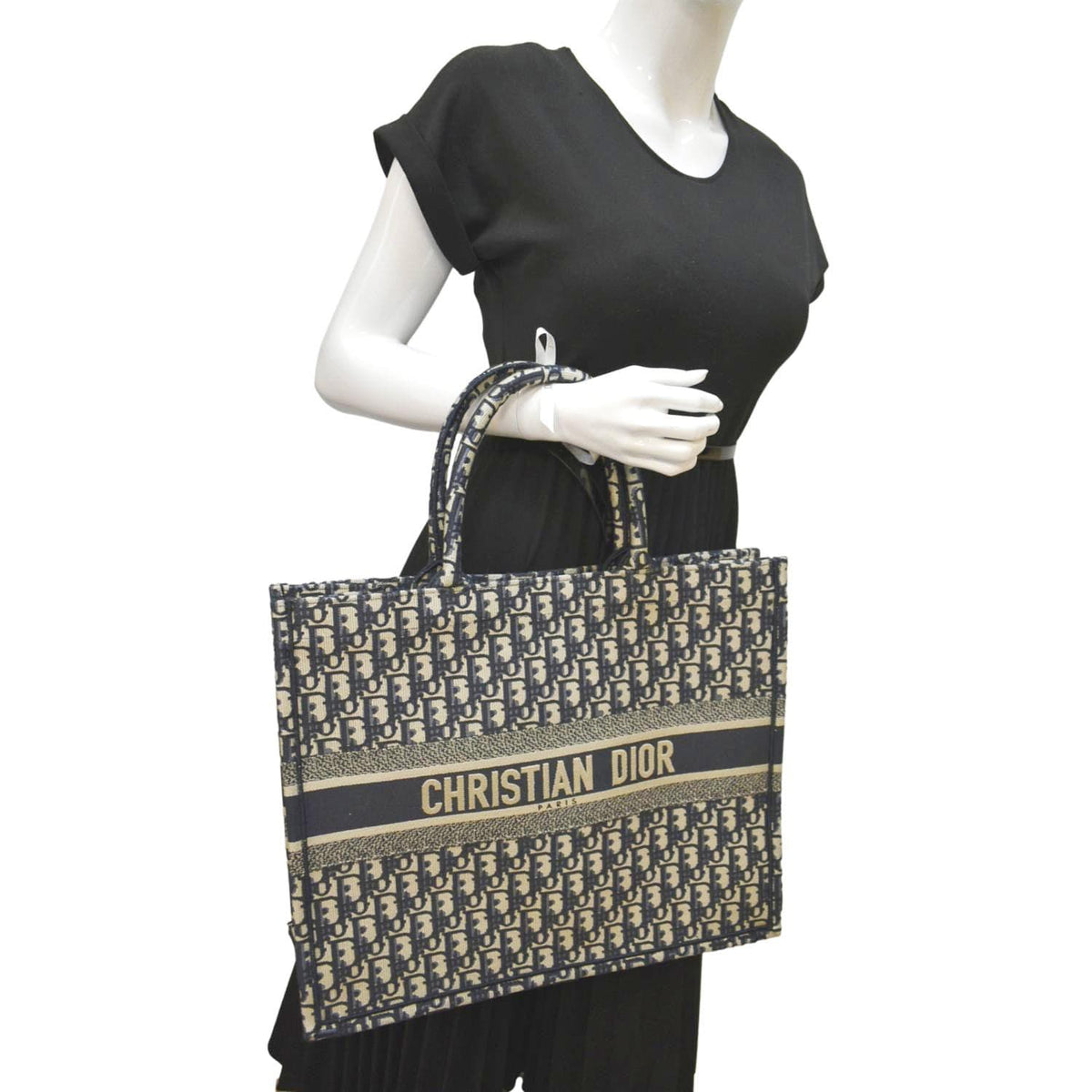 CHRISTIAN DIOR Large Book Oblique Embroidered Canvas Tote Bag Multicolor Rovelle Bags