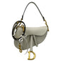 CHRISTIAN DIOR Saddle Grained Calfskin Leather Shoulder Bag Ivory Rovelle Bags