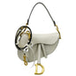 CHRISTIAN DIOR Saddle Grained Calfskin Leather Shoulder Bag Ivory Rovelle Bags